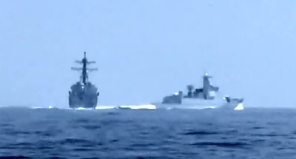 chinese warship provokes