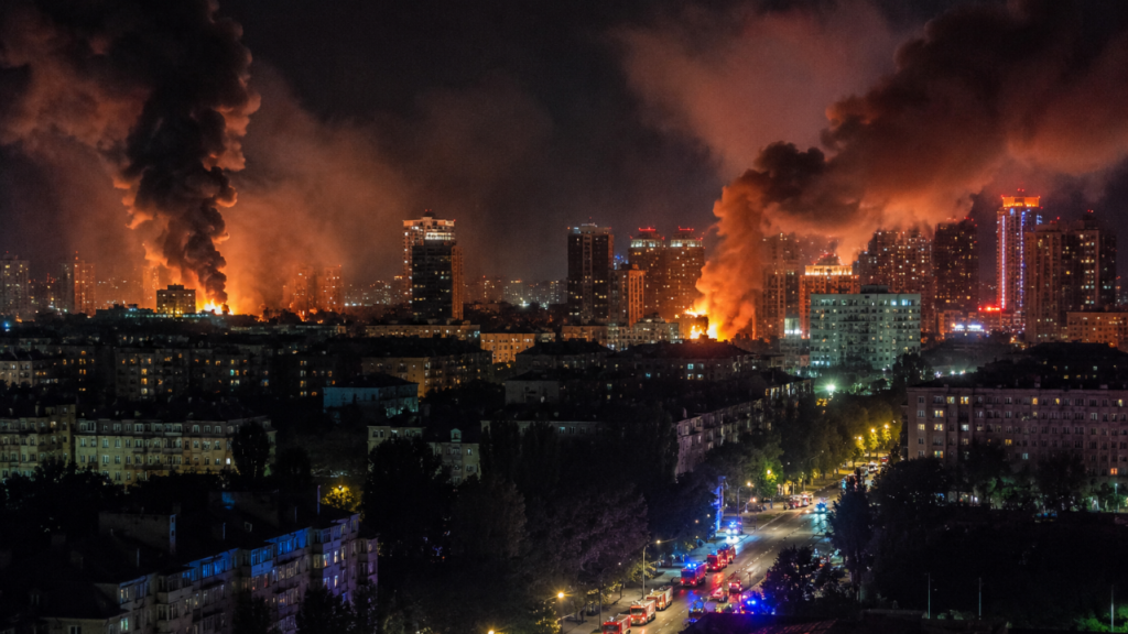 Kyiv Endures Widespread Fires After Russian
