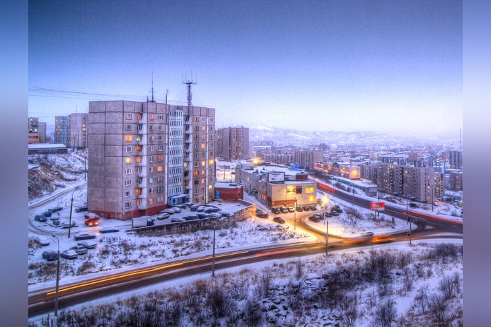 Russian Arctic City Skyline